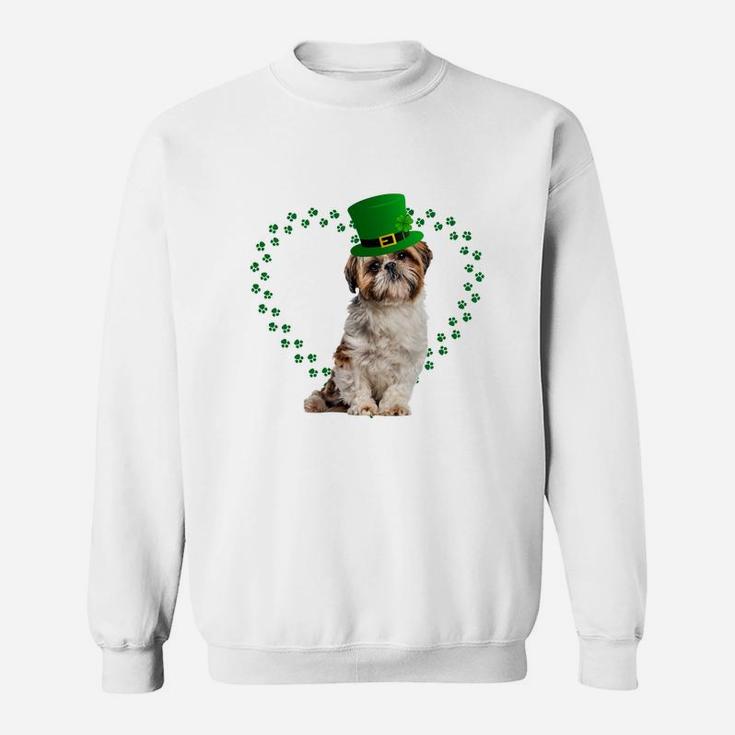 Shih Tzu Heart Paw Leprechaun Hat Irish St Patricks Day Gift For Dog Lovers Sweat Shirt