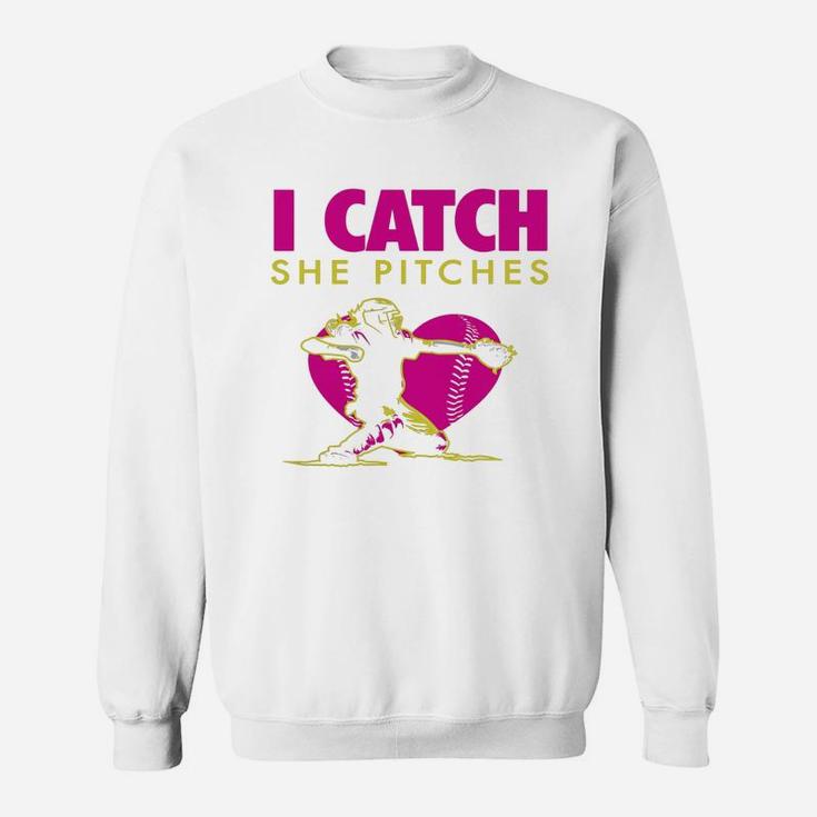 Softball Dad amp;amp; Mom Shirt - I Catch, She Pitches Black Youth B01n0p5vlh 1 Sweat Shirt