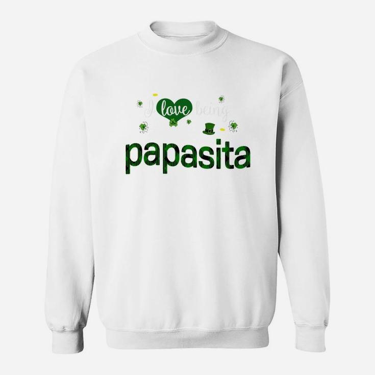 St Patricks Day Cute Shamrock I Love Being Papasita Heart Family Gifts Sweat Shirt