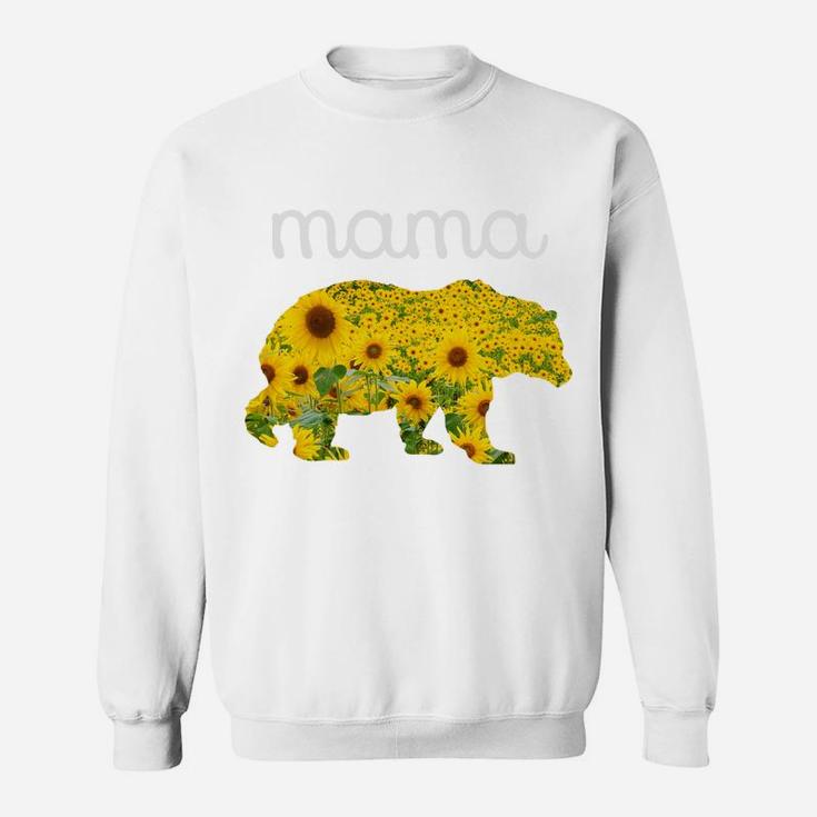 Sunflower Bear Mothers Day Flowers Mama Floral Prin Sweat Shirt