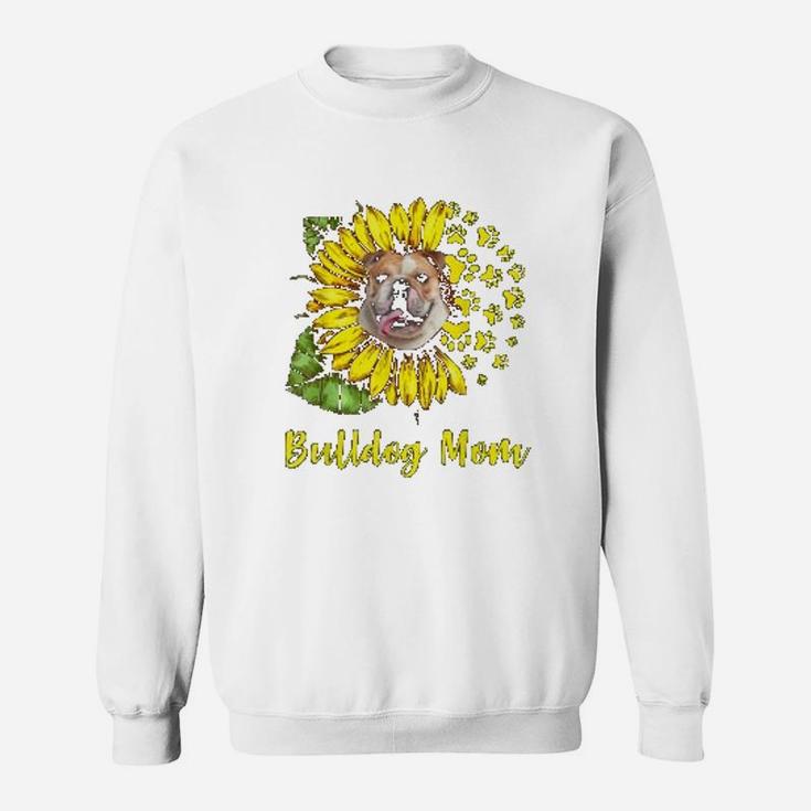 Sunflower Bulldog Mom Dog Lover Gift Sweat Shirt