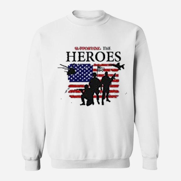 Supporting The Heroes Us Memorial Day 4th Of July American Flag Sweat Shirt