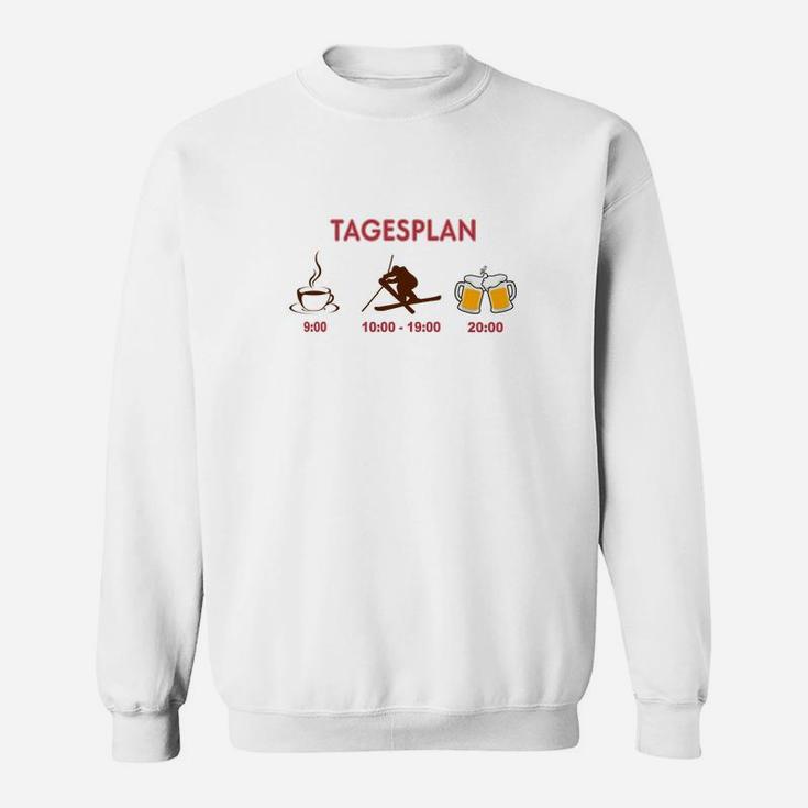 Tagesplan Sweatshirt für Herren, Kaffee Arbeit Bier Motiv, Lustiges Weißes Tee