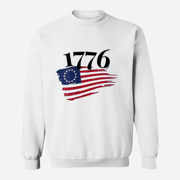 Tattered Betsy Ross Flag 1776 Proud American Veteran Protest Sweat Shirt
