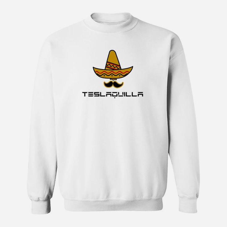 Teslaquila Wortspiel mit Sombrero Sweatshirt, Lustiges Herren Outfit