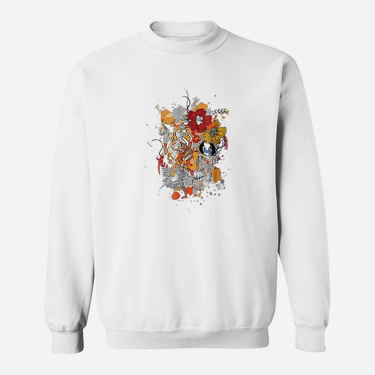 Tiger Flower Skull Day Of The Dead Mexican Pattern Sweat Shirt