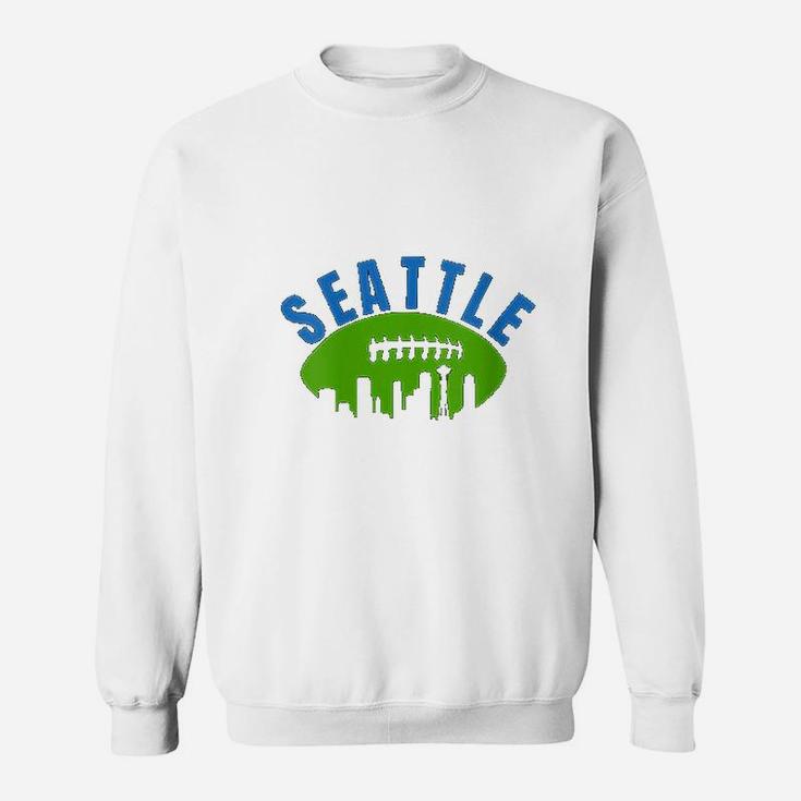 Vintage Seattle Cityscape Retro Football Graphic Sweat Shirt
