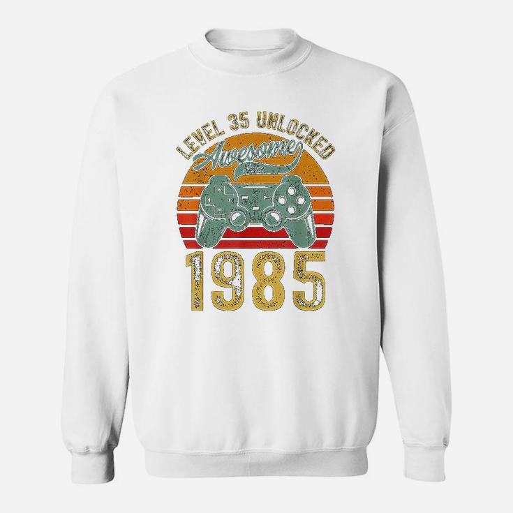 Vintage Video Gamers Level 35 Unlocked Awesome 1985 Sweat Shirt