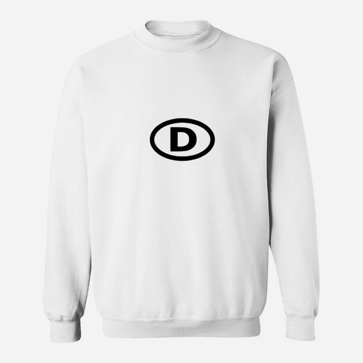 Weißes Herren-Sweatshirt mit Schwarzem 'D'-Kreislogo, Stylisches Design