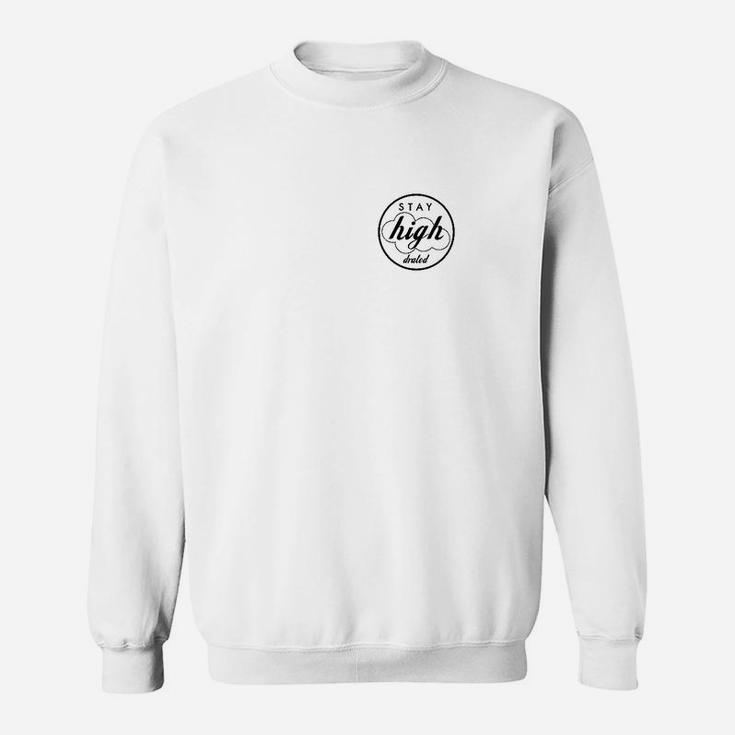 Weißes Unisex Sweatshirt Stay High Brusttaschen-Design, Freizeitmode