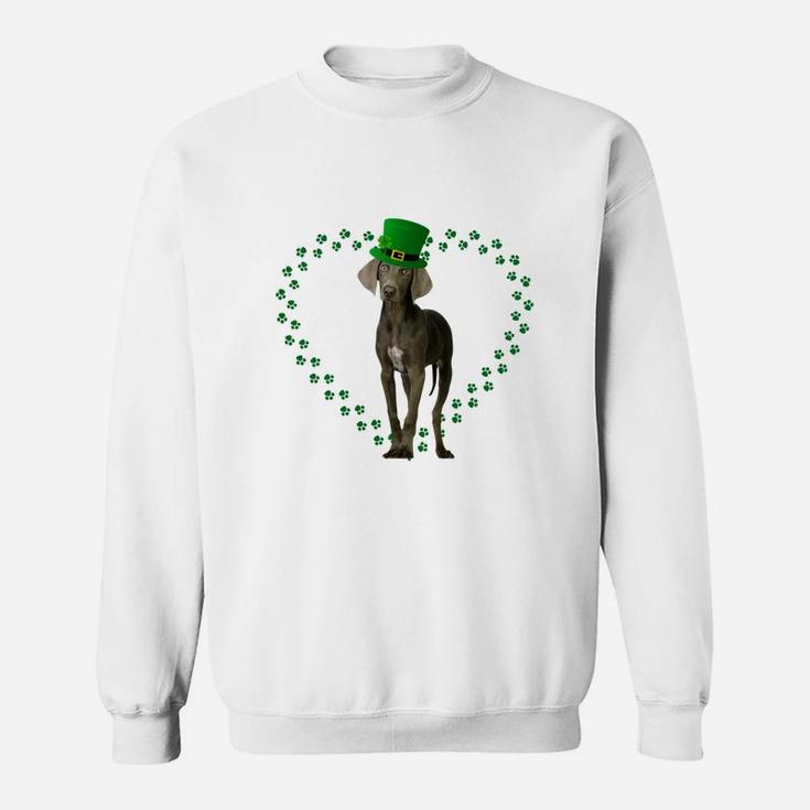 Weimaraner Heart Paw Leprechaun Hat Irish St Patricks Day Gift For Dog Lovers Sweat Shirt
