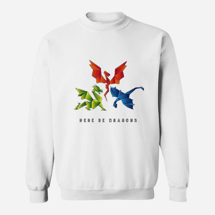 Where The Dragons Went Origami Style Dragons Sweat Shirt