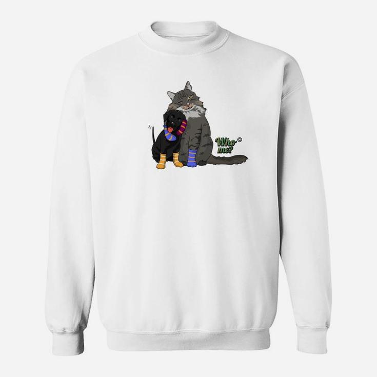 Who Doesnt Love S With A Black Puppy And Gray Cat Sweat Shirt