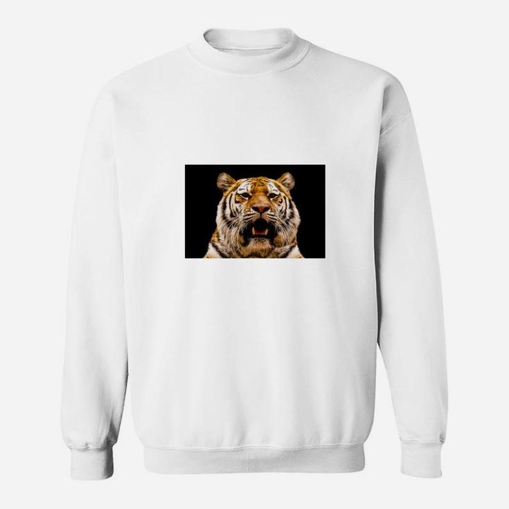 Wildtier-Pracht Sweatshirt mit Tiger-Gesicht, Weiß