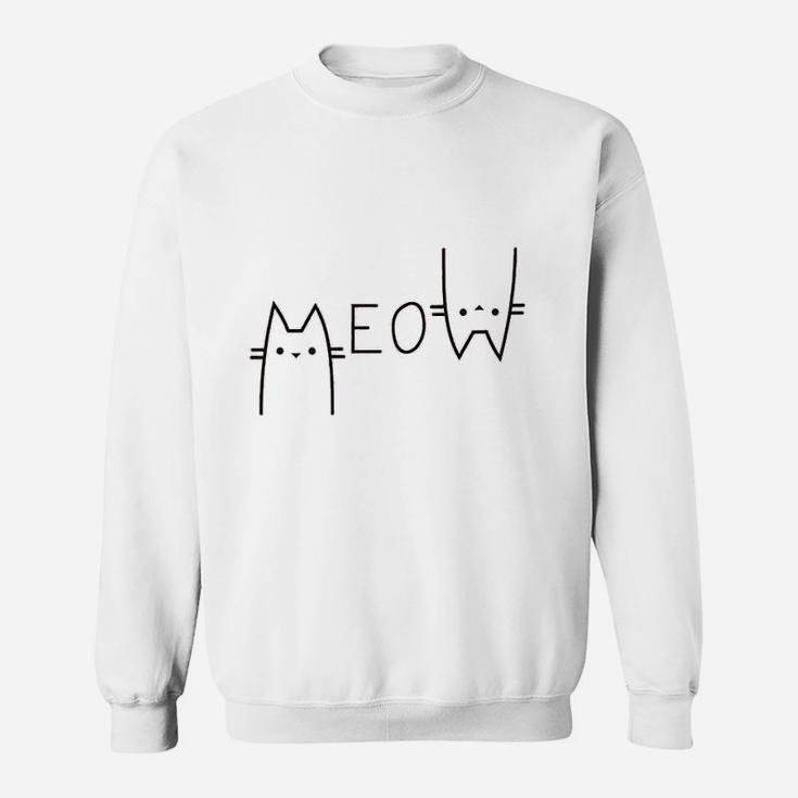 Women Cute Cat Funny Meow Graphic Casual Cat Lover Sweat Shirt