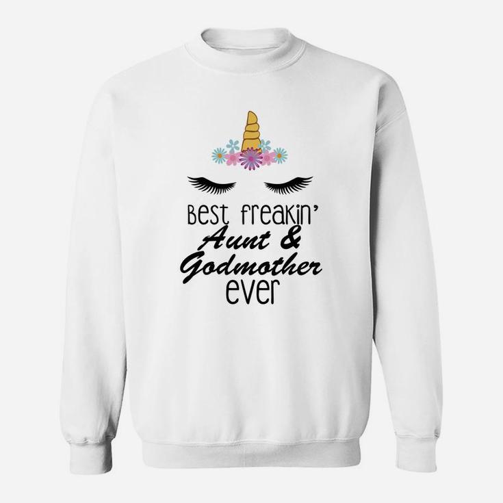 Womens Best Freakin Aunt And Godmother Ever Gift Unicorn Sweat Shirt