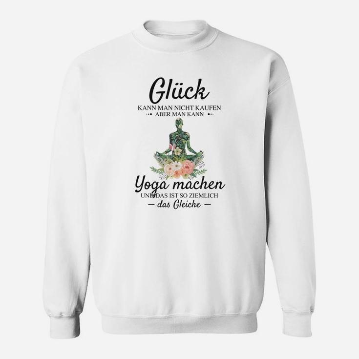 Yoga-Sweatshirt Glück durch Yoga für Enthusiasten, Weißes Unisex Design