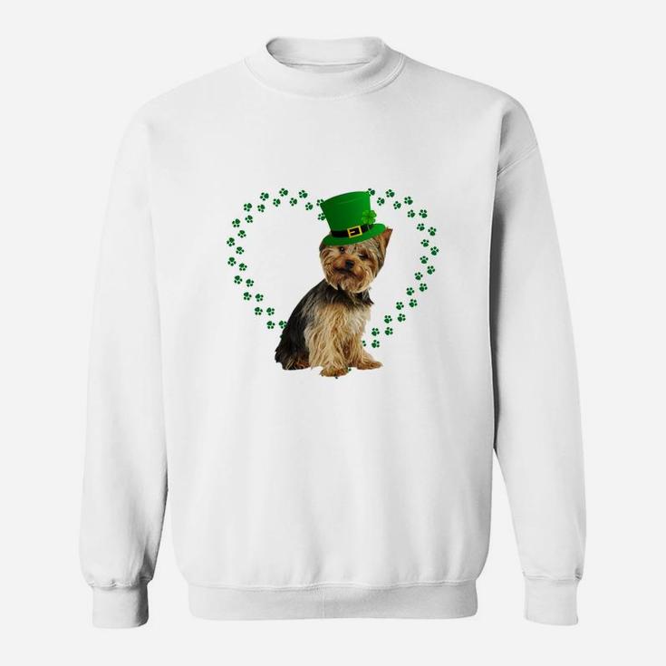 Yorkshire Terrier Heart Paw Leprechaun Hat Irish St Patricks Day Gift For Dog Lovers Sweat Shirt