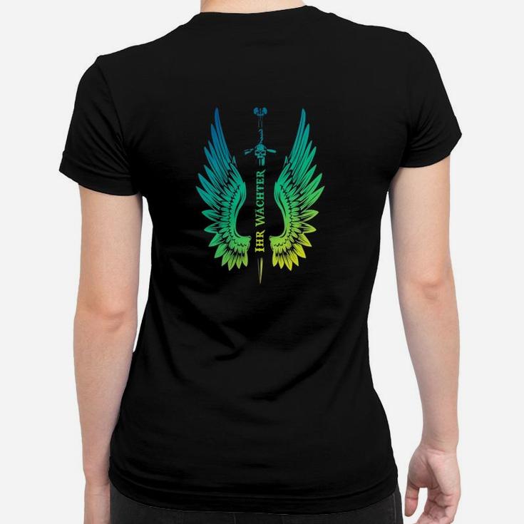 Federflügel Symbol Schwarzes Unisex Frauen Tshirt, Stilvolles Design Tee