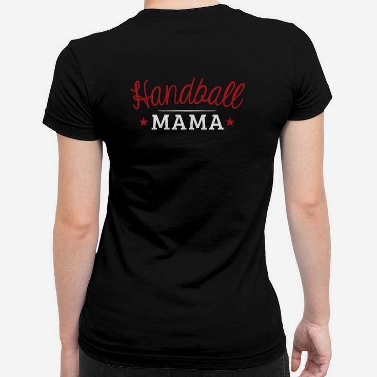 Handball Mama Frauen Tshirt für Damen, Schwarzes mit Stern-Motiv