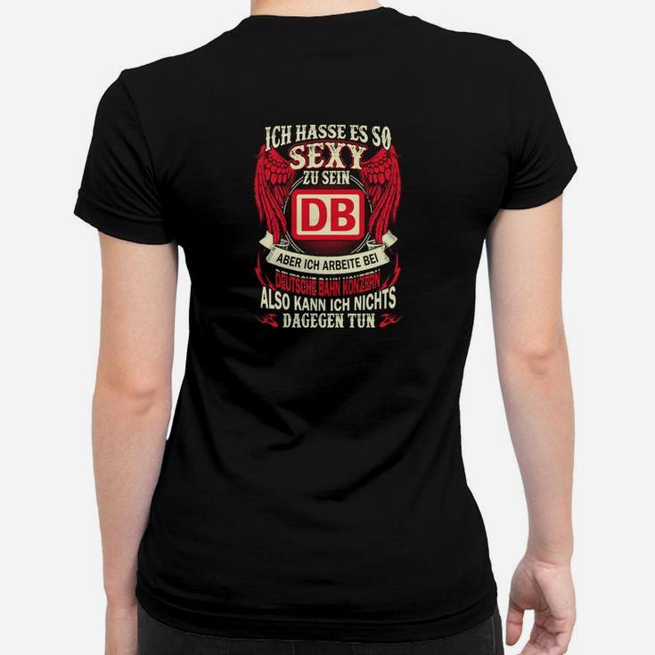 Humorvolles Frauen Tshirt mit DB Logo, Lustiger Spruch für Bahnmitarbeiter