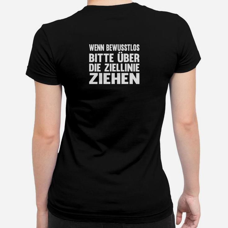 Lustiges Laufshirt Ziellinie für Sportler, Schwarzes Frauen Tshirt mit Spruch