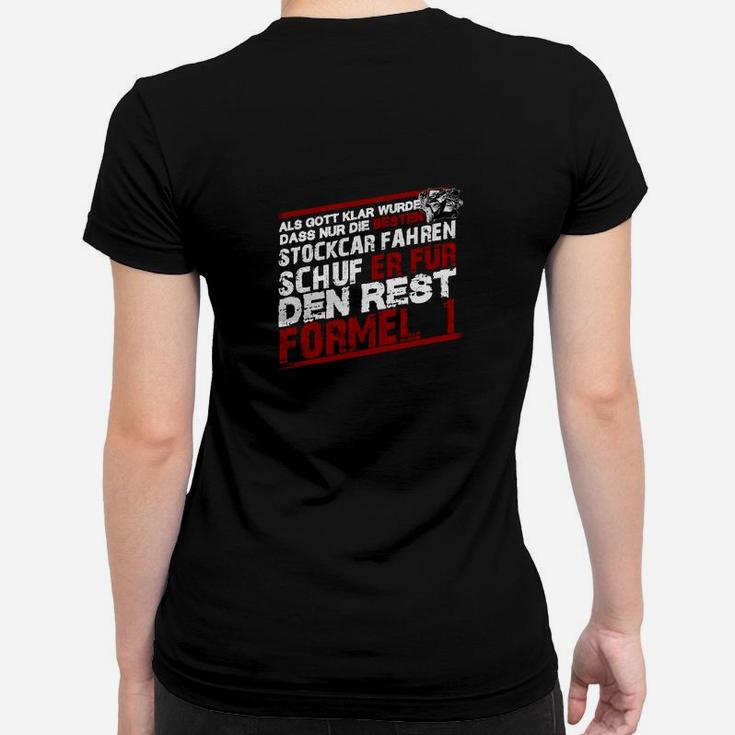 Motorsport-Fan Frauen Tshirt, Stockcar & Formel 1 Spruch, Schwarz