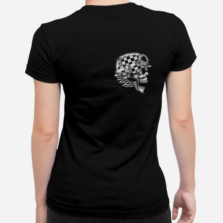 Schwarzes Frauen Tshirt für Herren, Schachbrett-Schädel-Design, Modisches Tee