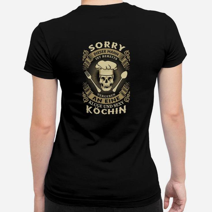 Schwarzes Frauen Tshirt mit Totenkopf & Kochspruch, Lustiges Outfit für Küchenchefs