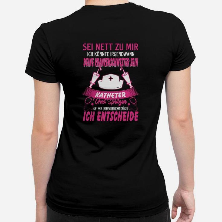 Schwarzes Krankenpflege Frauen Tshirt, Lustiges Motiv mit Witzigem Spruch