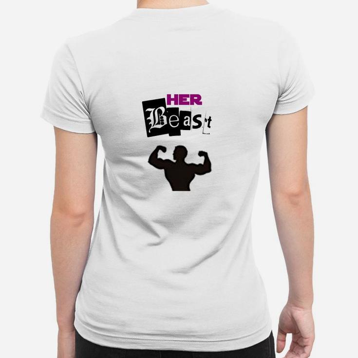 Her Beast Paar-Themen Frauen Tshirt, Bodybuilder-Silhouette Design