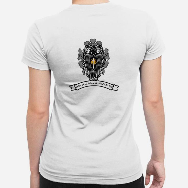 Herren Frauen Tshirt mit Wappen & Banner Design, Weißes Motiv-Frauen Tshirt