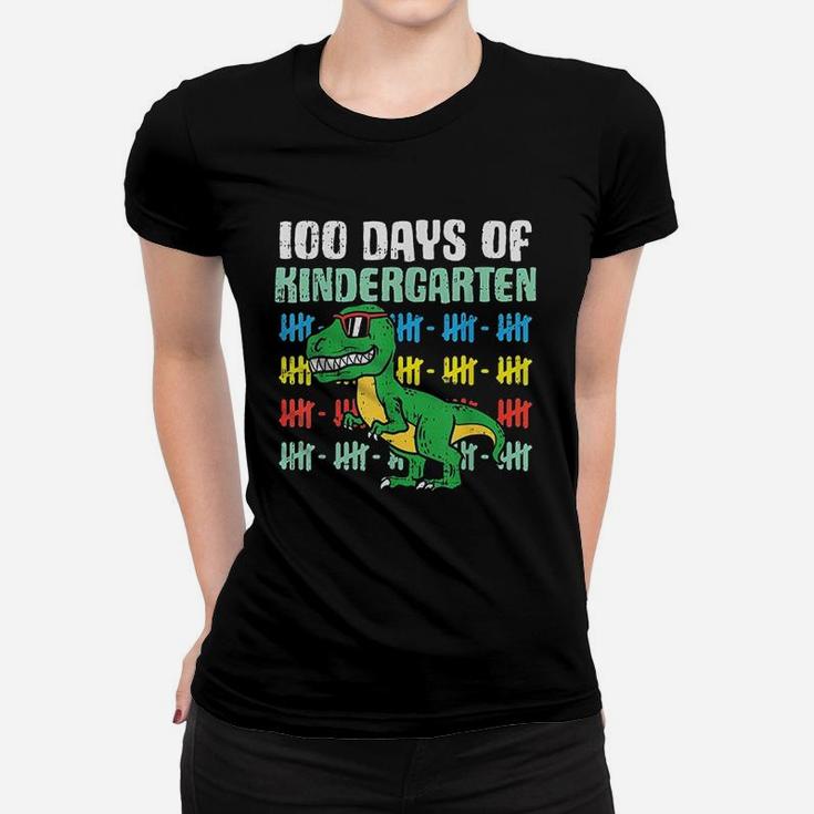 100 Days Of Kindergarten Trex Dinosaur 100th Day School Gift Ladies Tee
