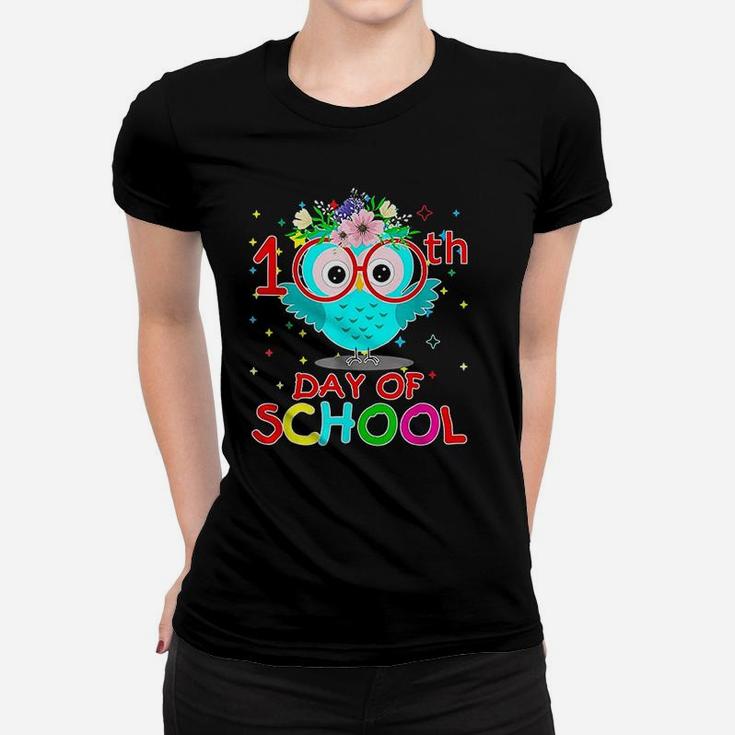 100 Days Of School Cute Owl Happy 100th Day Of School Ladies Tee