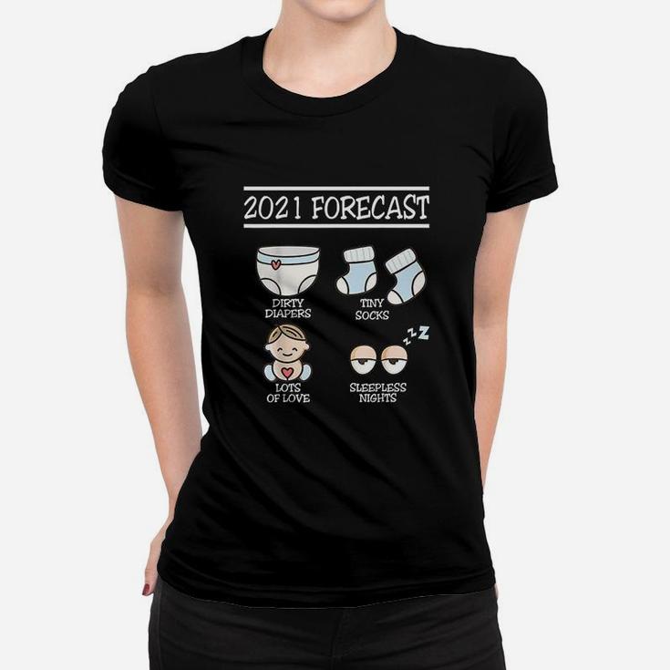 2021 Forecast New Dad Mom Baby Gift Ladies Tee