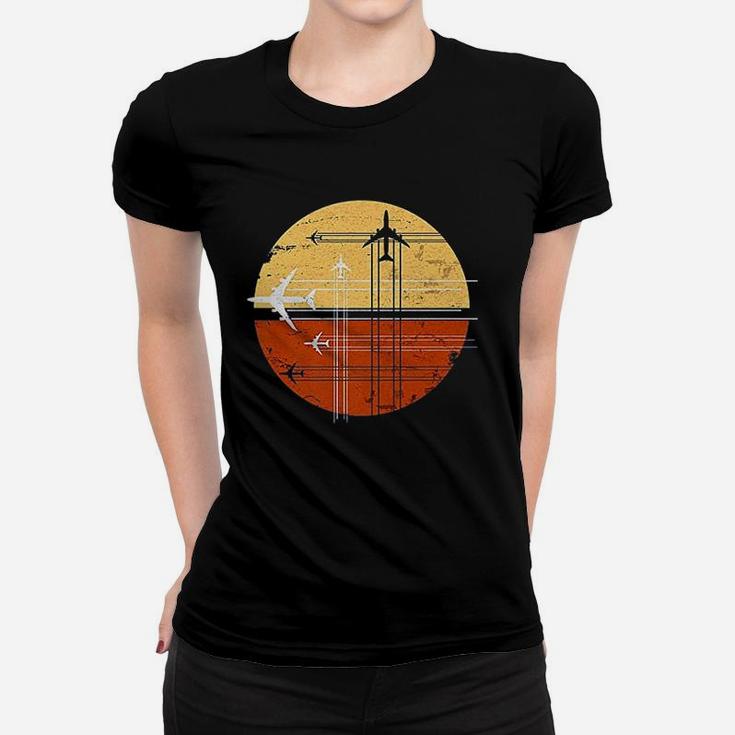 747 Sunrise Vintage Aircraft Retro Art Avgeek Pilot Ladies Tee