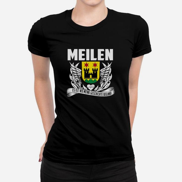 Adler und Wappen Schwarzes Frauen Tshirt, Meilen Wo Mein Start