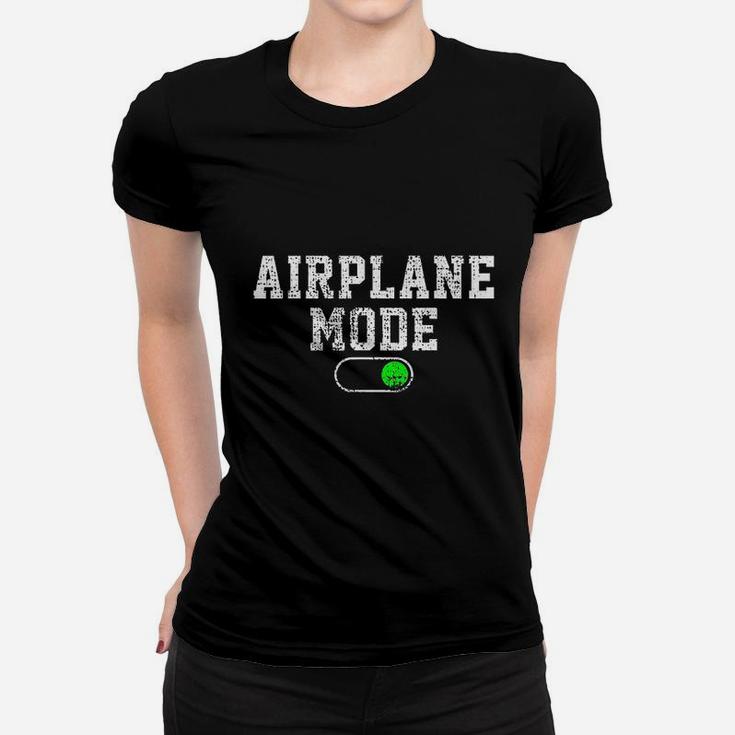 Airplane Mode On Vacation Summer Piolot Aviator Vintage Ladies Tee