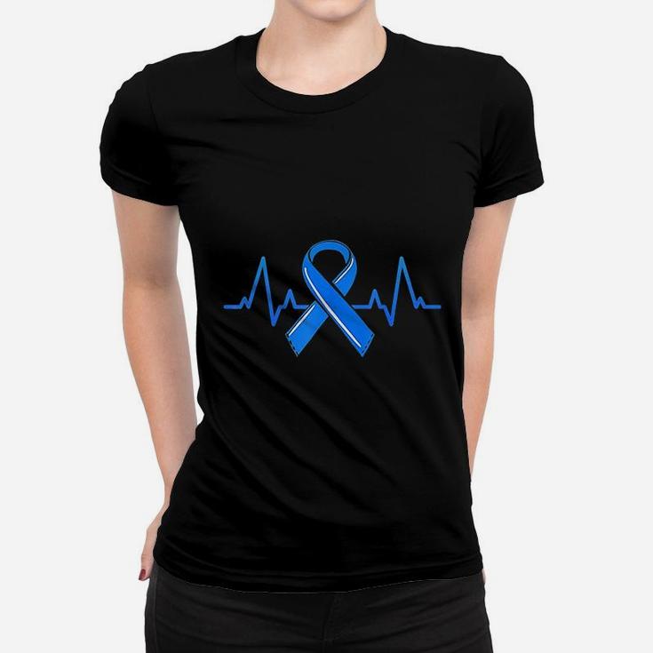Als Heartbeat Family Blue Ribbon Awareness Warrior Gift Ladies Tee