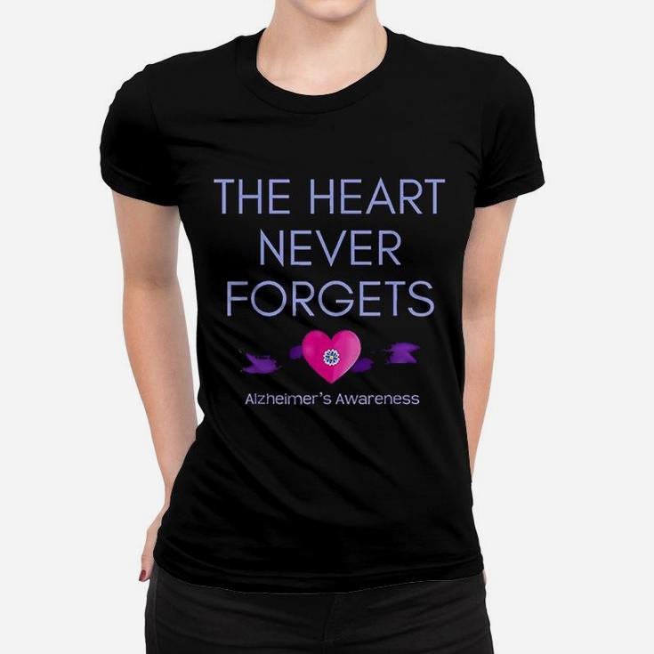 Alzheimers Awareness The Heart Never Forgets Support Ladies Tee
