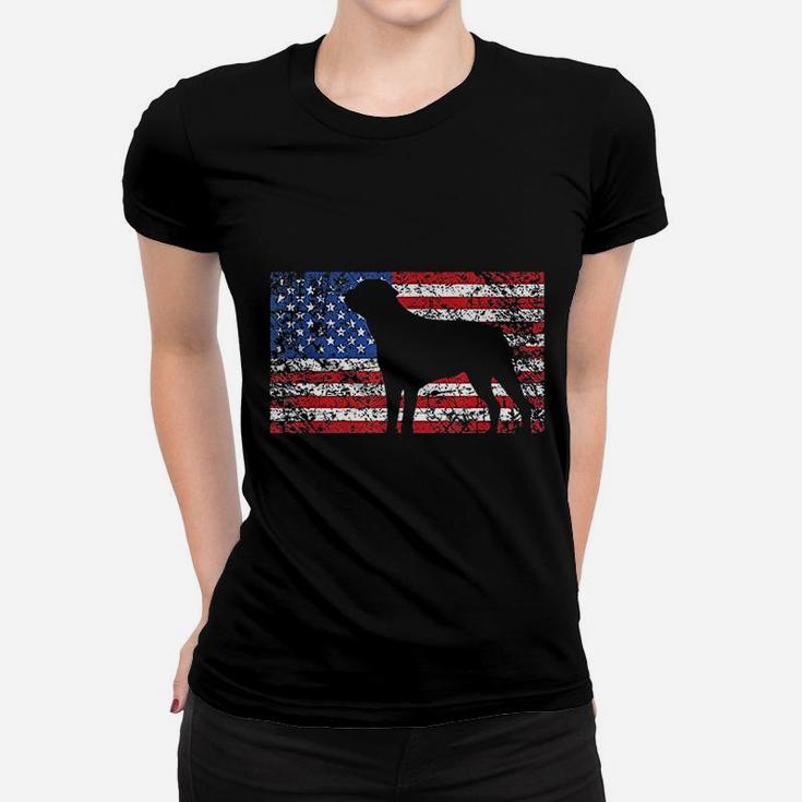 American Flag Rottweiler Dogs Ladies Tee