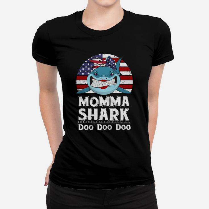 American Momma Shark Funny Mother Family Gift Ladies Tee