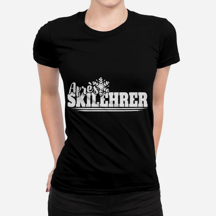 Apres-Skilehrer Grafik Frauen Tshirt Schwarz, Lustiges Wintersport Tee