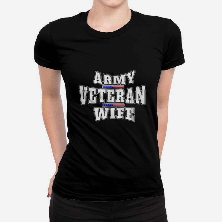 Army Veteran Proud Wife American Flag Pride Gift Ladies Tee
