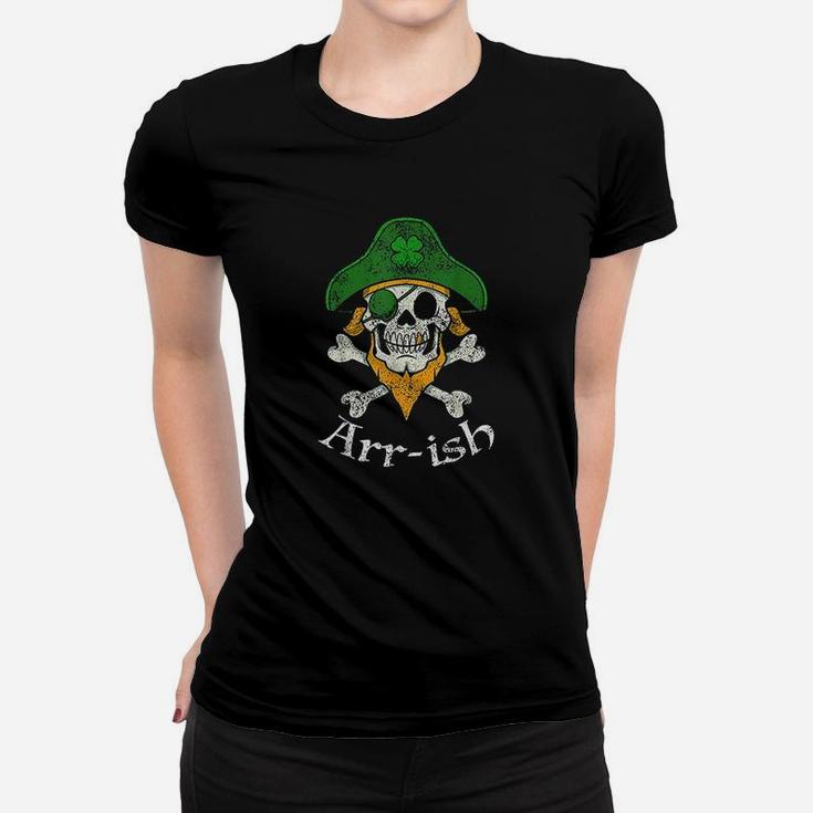 Arrish Funny Irish Pirate Clover Skull Cool St Patricks Day Ladies Tee