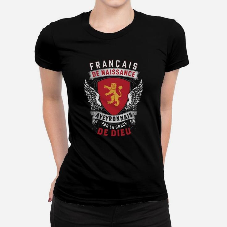 Aveyronnais Schwarzes Frauen Tshirt mit Adler & Löwen, Französischer Stolz