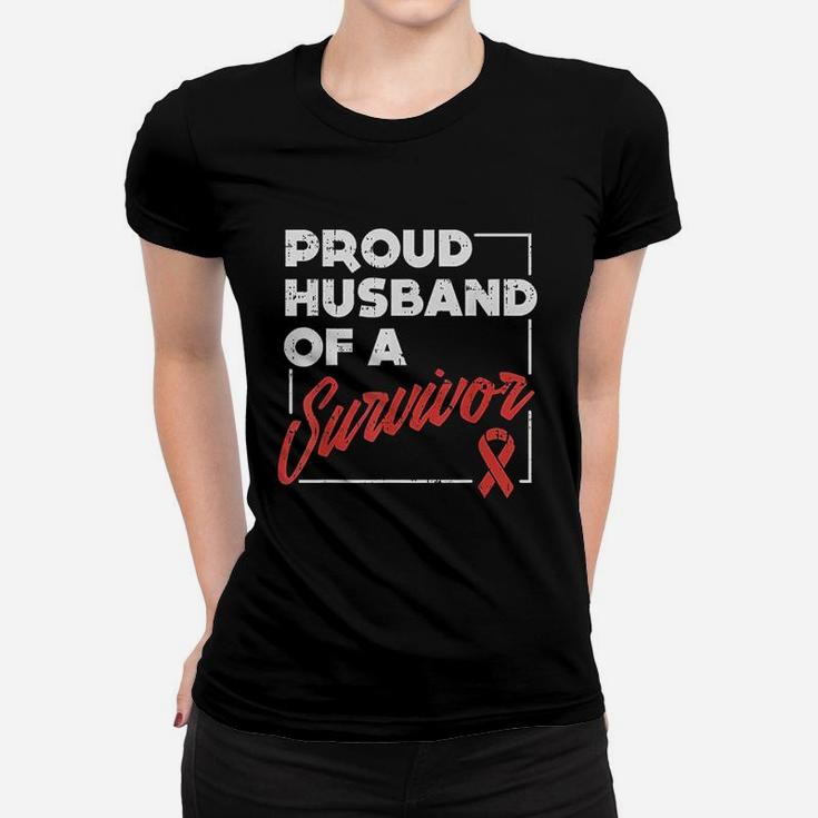 Awareness Support Aneurysm Proud Husband Survivor Ladies Tee