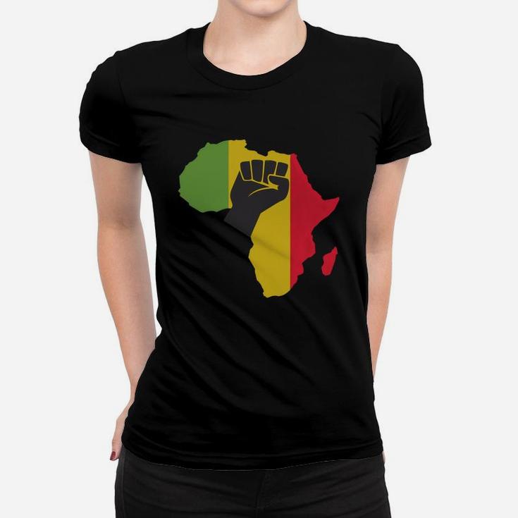 Awesome Africa Black Power With Africa Map Fist Ladies Tee