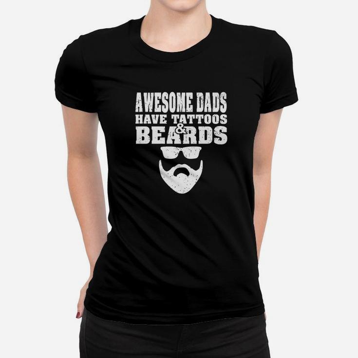 Awesome Dads Have Tattoos And Beards Vintage Fathers Day Premium Ladies Tee