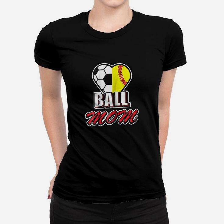 Ball Mom Love Soccer Ladies Tee